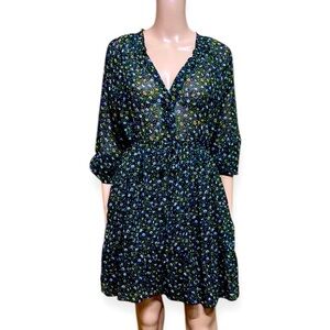 Zara‎ Women's Mini Dress Floral Tie Waist Long Sleeve Ruffle Medium